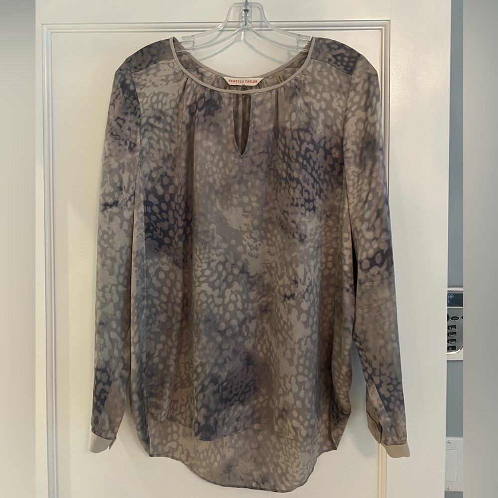Rebecca Taylor Animal Print Silk Blouse 8